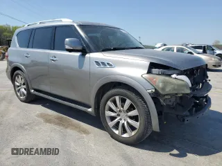 2012 Infiniti QX56 7-passenger with VIN JN8AZ2NE2C9015890, listed as a Copart auction lot 52685655 with 159,226 mi miles and Salvage title. Bid and sale history available at DreamBid. Image 4.