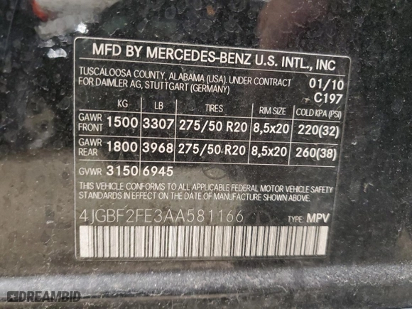 2010 Mercedes-Benz GL-Class GL 350 BlueTEC with VIN 4JGBF2FE3AA581166, listed as a Copart auction lot 44970805 with 213,952 mi miles and Clean Title. Bid and sale history available at carsss.com. Image 13.