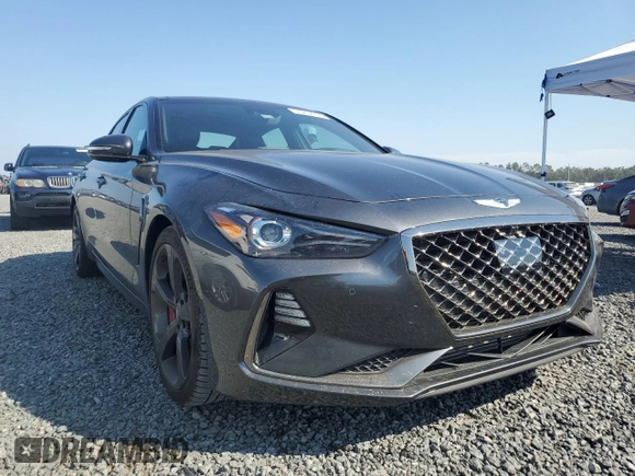 2019 Genesis G70 3.3T Advanced with VIN KMTG34LE4KU022133, listed as a Copart auction lot 76202054 with 0 mi miles and Salvage Title. Bid and sale history available at carsss.com. Image 4.