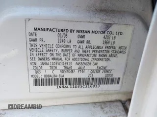 2005 Nissan Altima S z VIN 1N4AL11D35C316913, wystawiony jako IAAI lot #42304207 z przebiegiem 181 342 mil mil oraz . Historia ofert i sprzedaży dostępna na DreamBid. Obrazek 9.