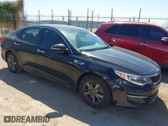 2016 Kia Optima LX Turbo with VIN 5XXGT4L12GG002889, listed as a IAAI auction lot 41989834 with 107,421 mi miles. Bid and sale history available at carsss.com. Image 1.