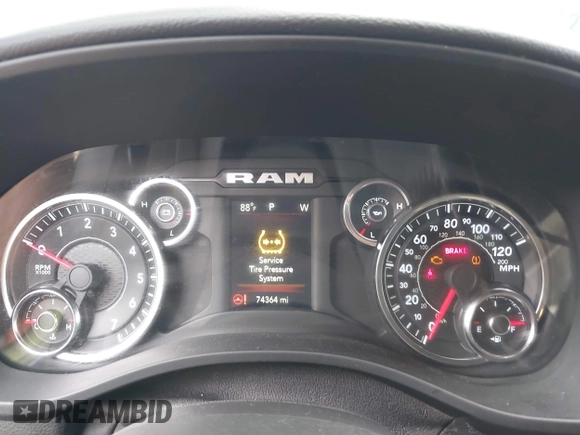 2021 Ram 1500 Big Horn with VIN 1C6SRFFT6MN646291, listed as a IAAI auction lot 42429243 with 74,364 mi miles and . Bid and sale history available at DreamBid. Image 7.