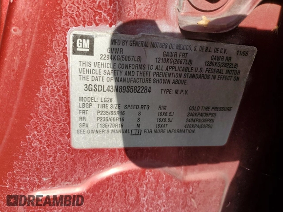 2009 Saturn VUE XE with VIN 3GSDL43N89S582284, listed as a Copart auction lot 71226564 with 181,112 mi miles and Non Repairable. Bid and sale history available at carsss.com. Image 13.