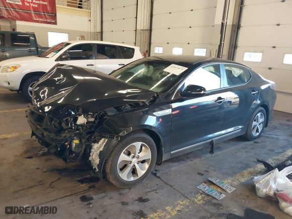 2015 Kia Optima Hybrid with VIN KNAGM4AD1F5083989, listed as a IAAI auction lot 41013875 with NaN miles. Bid and sale history available at carsss.com. Image 18.