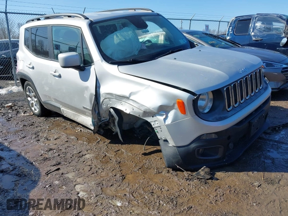2015 Jeep Renegade Latitude with VIN ZACCJBBT0FPB37763, listed as a IAAI auction lot 41758226 with 93,195 mi miles. Bid and sale history available at carsss.com. Image 1.