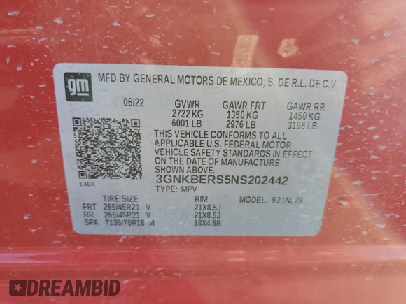2022 Chevrolet Blazer RS z VIN 3GNKBERS5NS202442, wystawiony jako Copart lot #83545294 z przebiegiem Nie podano mil oraz Czysty tytuł • Clean title. Historia ofert i sprzedaży dostępna na DreamBid. Obrazek 13.