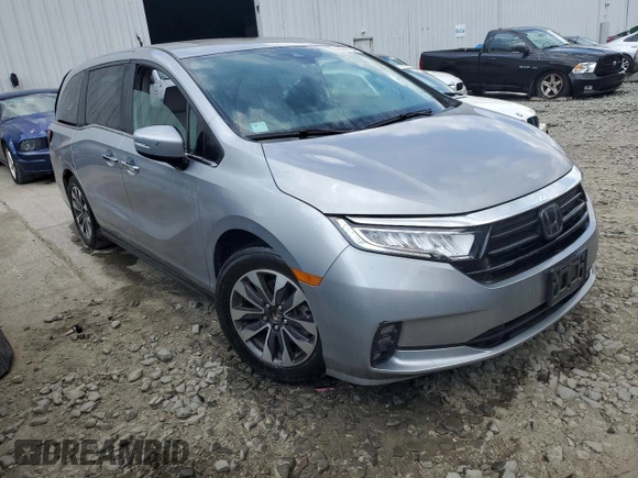 2021 Honda Odyssey EX-L with VIN 5FNRL6H79MB044718, listed as a Copart auction lot 65351134 with 28,888 mi miles and Salvage Title. Bid and sale history available at DreamBid. Image 4.