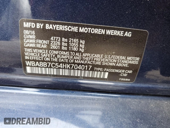 2017 BMW 3 Series 340i xDrive with VIN WBA8B7C54HK704017, listed as a Copart auction lot 88069165 with 78,810 mi miles and Salvage Title. Bid and sale history available at carsss.com. Image 12.