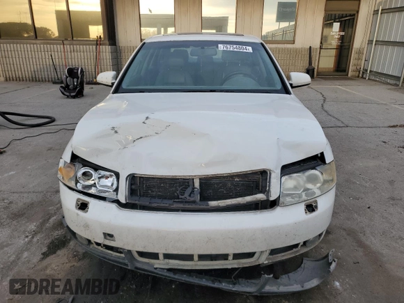 2003 Audi A4 1.8T with VIN WAULC68E03A333284, listed as a Copart auction lot 76754804 with 0 mi miles and Clean Title. Bid and sale history available at carsss.com. Image 5.