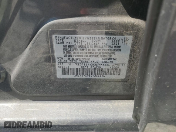 2016 Nissan Sentra SR with VIN 3N1AB7AP8GY256196, listed as a Copart auction lot 53128825 with 101,336 mi miles and Salvage Title. Bid and sale history available at DreamBid. Image 13.