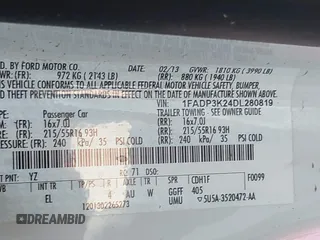 2013 Ford Focus SE with VIN 1FADP3K24DL280819, listed as a IAAI auction lot 41991923 with 228,158 mi miles. Bid and sale history available at carsss.com. Image 9.