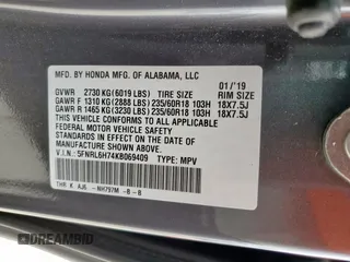 2019 Honda Odyssey EX-L with VIN 5FNRL6H74KB069409, listed as a Copart auction lot 55493135 with 38,451 mi miles and Salvage Title. Bid and sale history available at carsss.com. Image 14.