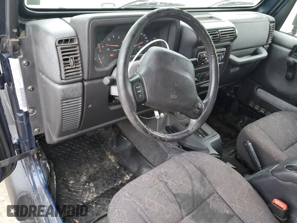 2001 Jeep Wrangler Sport with VIN 1J4FA49S91P341578, listed as a Copart auction lot 43831495 with 139,734 mi miles and Salvage Title. Bid and sale history available at carsss.com. Image 8.