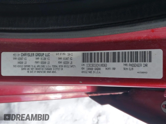 2012 Chrysler 200 Limited with VIN 1C3CCBCG3CN109363, listed as a IAAI auction lot 41591183 with 127,563 mi miles and . Bid and sale history available at DreamBid. Image 9.