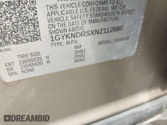 2022 Cadillac XT5 AWD Premium Luxury with VIN 1GYKNDRSXNZ112680, listed as a IAAI auction lot 42389521 with 12,365 mi miles and . Bid and sale history available at DreamBid. Image 9.
