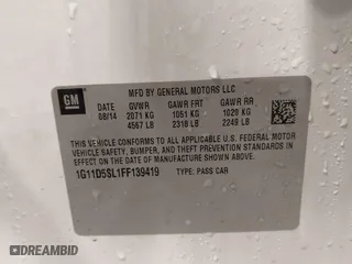 2015 Chevrolet Malibu LT with VIN 1G11D5SL1FF139419, listed as a IAAI auction lot 41815761 with 106,426 mi miles. Bid and sale history available at carsss.com. Image 9.