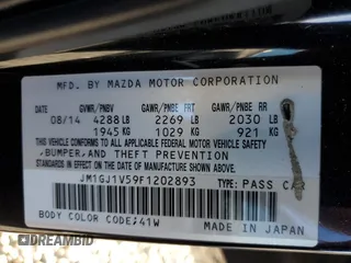 2015 Mazda 6 i Touring with VIN JM1GJ1V59F1202893, listed as a Copart auction lot 52544625 with 138,387 mi miles and Salvage Title. Bid and sale history available at carsss.com. Image 15.
