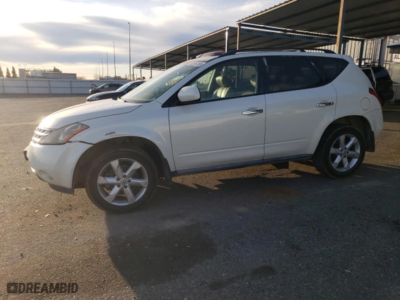 2005 Nissan Murano SL with VIN JN8AZ08TX5W326129, listed as a Copart auction lot 46296765 with 142,980 mi miles and Salvage Title. Bid and sale history available at carsss.com. Image 1.