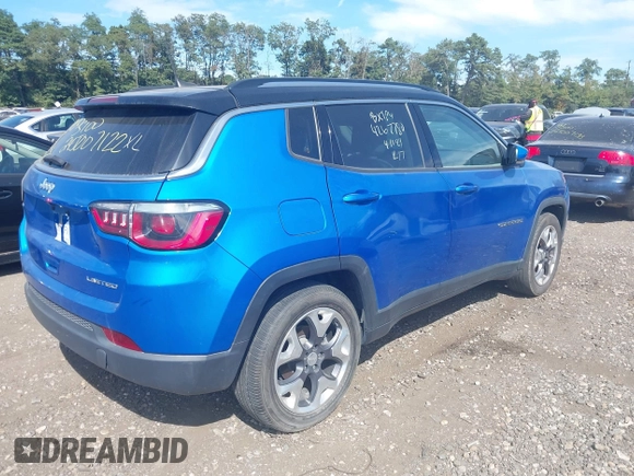 2020 Jeep Compass Limited with VIN 3C4NJCCB4LT125706, listed as a IAAI auction lot 40393170 with Not Provided miles and . Bid and sale history available at DreamBid. Image 4.