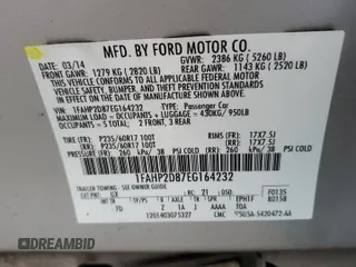 2014 Ford Taurus SE with VIN 1FAHP2D87EG164232, listed as a Copart auction lot 83407024 with 156,348 mi miles and Salvage Title. Bid and sale history available at DreamBid. Image 14.