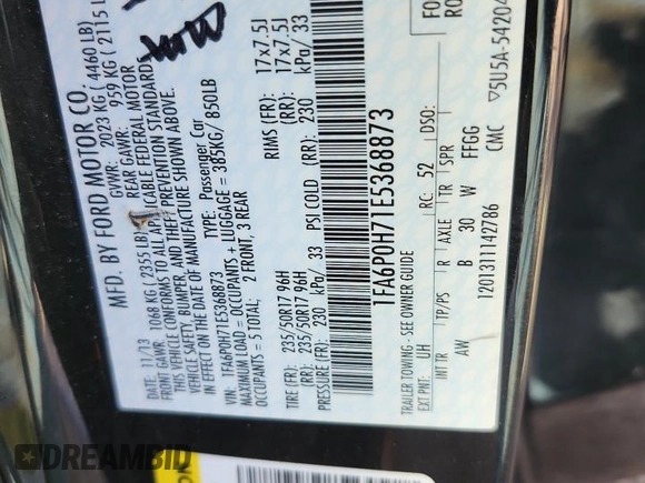 2014 Ford Fusion SE with VIN 1FA6P0H71E5368873, listed as a Copart auction lot 51646235 with 96,916 mi miles and Salvage Title. Bid and sale history available at DreamBid. Image 14.