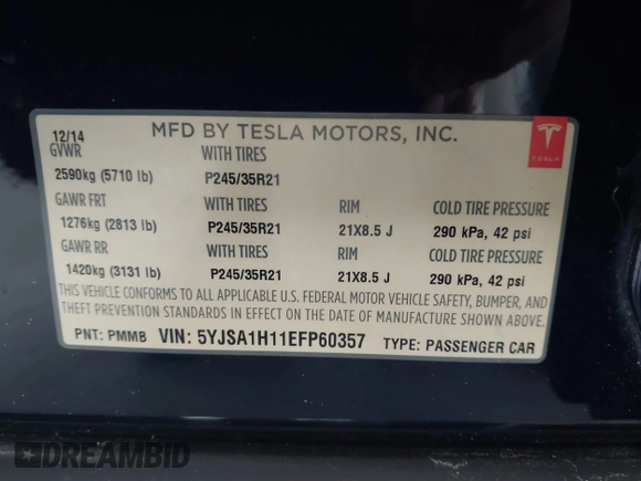 2014 Tesla Model S 60 с VIN 5YJSA1H11EFP60357, выставлен на аукционе IAAI как лот 42656130 с пробегом 133 344 миль миль и . История ставок и продаж доступна на DreamBid. Изображение 9.