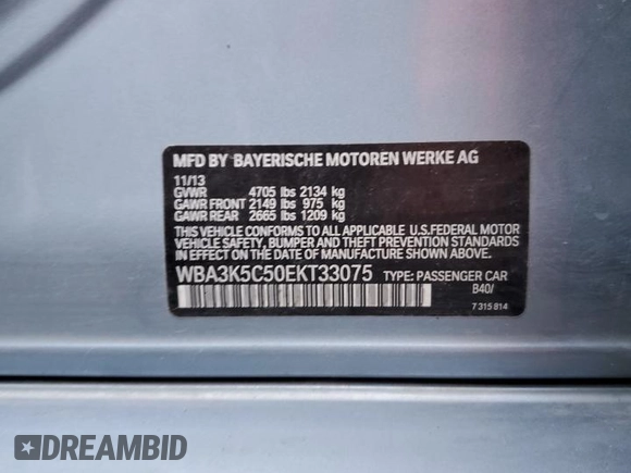 2014 BMW 3 Series 328d xDrive with VIN WBA3K5C50EKT33075, listed as a Copart auction lot 83394284 with 132,434 mi miles and Clean title. Bid and sale history available at DreamBid. Image 12.