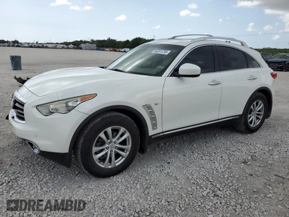 2014 Infiniti QX70 with VIN JN8CS1MU5EM450385, listed as a Copart auction lot 60201735 with 196,097 mi miles and Salvage title. Bid and sale history available at DreamBid. Image 1.