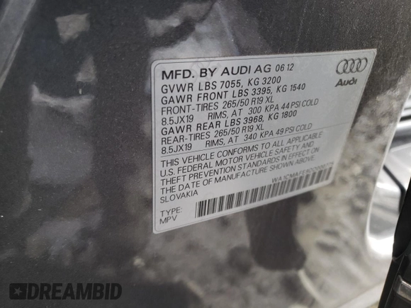 2013 Audi Q7 3.0L TDI Premium with VIN WA1CMAFE9DD000775, listed as a Copart auction lot 83447794 with 129,426 mi miles and Salvage Title. Bid and sale history available at carsss.com. Image 15.