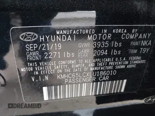 2020 Hyundai Ioniq Blue with VIN KMHC65LCXLU186010, listed as a IAAI auction lot 42019760 with 118,004 mi miles and . Bid and sale history available at DreamBid. Image 9.