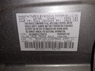 2020 Nissan Sentra SV with VIN 3N1AB8CV7LY306730, listed as a IAAI auction lot 40678642 with 42,306 mi miles. Bid and sale history available at carsss.com. Image 9.