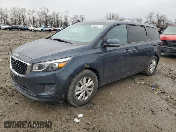 2016 Kia Sedona LX with VIN KNDMB5C13G6129452, listed as a Copart auction lot 46335475 with 118,617 mi miles and Salvage Title. Bid and sale history available at DreamBid. Image 1.