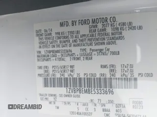 2014 Ford Mustang V6 with VIN 1ZVBP8EM8E5333696, listed as a IAAI auction lot 42042132 with 58,300 mi miles. Bid and sale history available at carsss.com. Image 9.