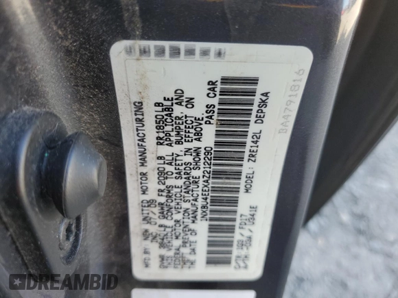 2010 Toyota Corolla with VIN 1NXBU4EEXAZ212290, listed as a Copart auction lot 54184055 with 284,234 mi miles and Salvage Title. Bid and sale history available at DreamBid. Image 13.