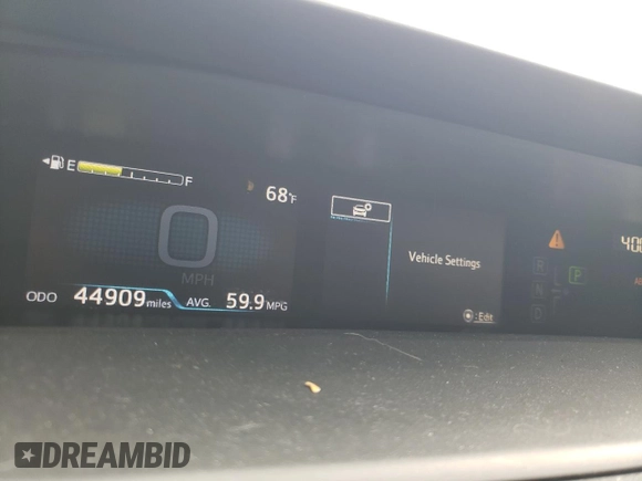 2021 Toyota Prius LE with VIN JTDKAMFP4M3192707, listed as a Copart auction lot 55993185 with 44,909 mi miles and Salvage Title. Bid and sale history available at DreamBid. Image 9.