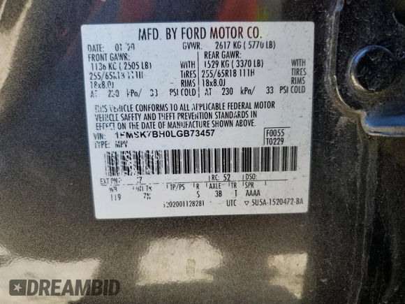 2020 Ford Explorer with VIN 1FMSK7BH0LGB73457, listed as a Copart auction lot 86000634 with 175,343 mi miles and Salvage Title. Bid and sale history available at carsss.com. Image 14.