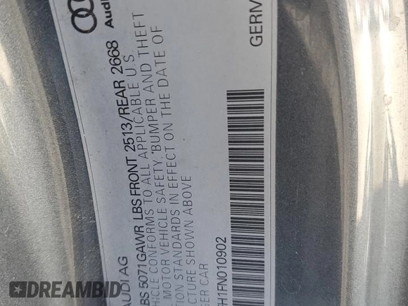 2015 Audi A5 Premium with VIN WAUCFAFH1FN010902, listed as a Copart auction lot 80264624 with 129,786 mi miles and Salvage title. Bid and sale history available at DreamBid. Image 12.