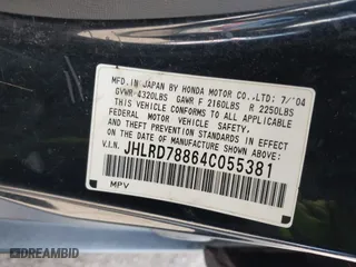 2004 Honda CR-V EX with VIN JHLRD78864C055381, listed as a IAAI auction lot 41761271 with 230,392 mi miles. Bid and sale history available at carsss.com. Image 9.