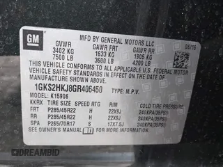 2016 GMC Yukon XL Denali with VIN 1GKS2HKJ8GR406450, listed as a IAAI auction lot 41661050 with 125,830 mi miles. Bid and sale history available at carsss.com. Image 9.