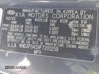 2015 Kia Soul + with VIN KNDJP3A59F7201259, listed as a IAAI auction lot 42029984 with 70,559 mi miles. Bid and sale history available at carsss.com. Image 9.