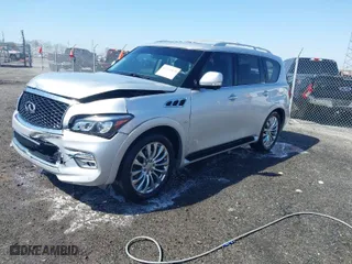 2015 Infiniti QX80 with VIN JN8AZ2NF3F9573163, listed as a IAAI auction lot 41749069 with 134,165 mi miles. Bid and sale history available at carsss.com. Image 2.