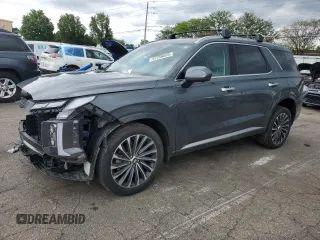 2023 Hyundai Palisade Calligraphy z VIN KM8R7DGE6PU558980, wystawiony jako Copart lot #57296605 z przebiegiem 46 711 mil mil oraz Szkoda całkowita • Salvage title. Historia ofert i sprzedaży dostępna na DreamBid. Obrazek 1.