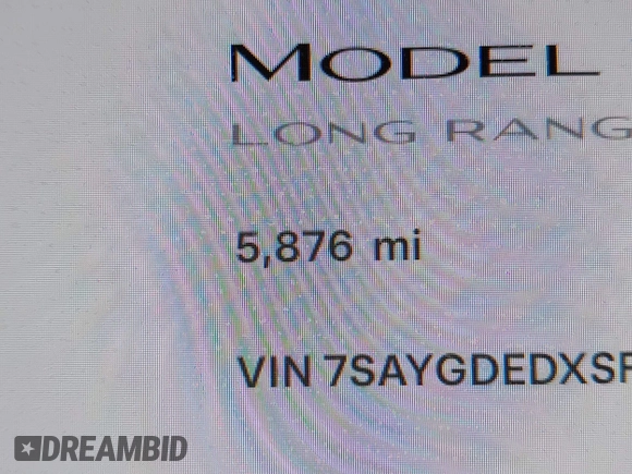 2025 Tesla Model Y Long Range with VIN 7SAYGDEDXSF248734, listed as a IAAI auction lot 41719195 with 5,876 mi miles and . Bid and sale history available at DreamBid. Image 15.