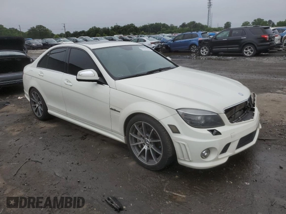 2009 Mercedes-Benz C 63 AMG with VIN WDDGF77X39F284619, listed as a Copart auction lot 61076125 with 108,601 mi miles and Salvage title. Bid and sale history available at DreamBid. Image 4.