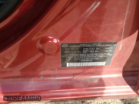 2013 Hyundai Elantra GLS с VIN 5NPDH4AE8DH247089, выставлен на аукционе Copart как лот 60145265 с пробегом 199 097 миль миль и Списание • Salvage title. История ставок и продаж доступна на DreamBid. Изображение 12.