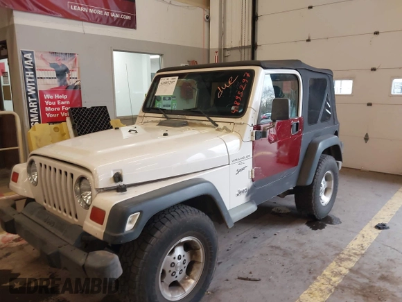 1999 Jeep Wrangler Sport with VIN 1J4FY19S6XP449014, listed as a IAAI auction lot 41893297 with 181,114 mi miles. Bid and sale history available at carsss.com. Image 6.