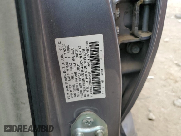 2012 Acura TSX Tech Pkg with VIN JH4CU2F62CC028957, listed as a Copart auction lot 50099255 with 129,410 mi miles and Salvage Title. Bid and sale history available at carsss.com. Image 12.
