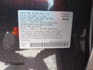 2013 Audi Q7 3.0T S line Prestige with VIN WA1DGAFE5DD009176, listed as a IAAI auction lot 42048689 with 176,035 mi miles. Bid and sale history available at carsss.com. Image 9.