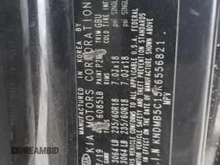 2019 Kia Sedona EX with VIN KNDMB5C15K6556821, listed as a Copart auction lot 46786935 with 101,467 mi miles and Salvage Title. Bid and sale history available at carsss.com. Image 16.