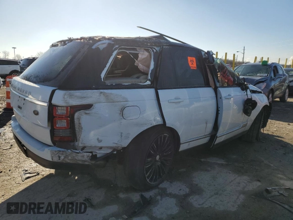 2014 Land Rover Range Rover Supercharged z VIN SALGS2EF3EA145965, wystawiony jako Copart lot #49344005 z przebiegiem Nie podano mil oraz Szkoda całkowita • Salvage title. Historia ofert i sprzedaży dostępna na DreamBid. Obrazek 3.